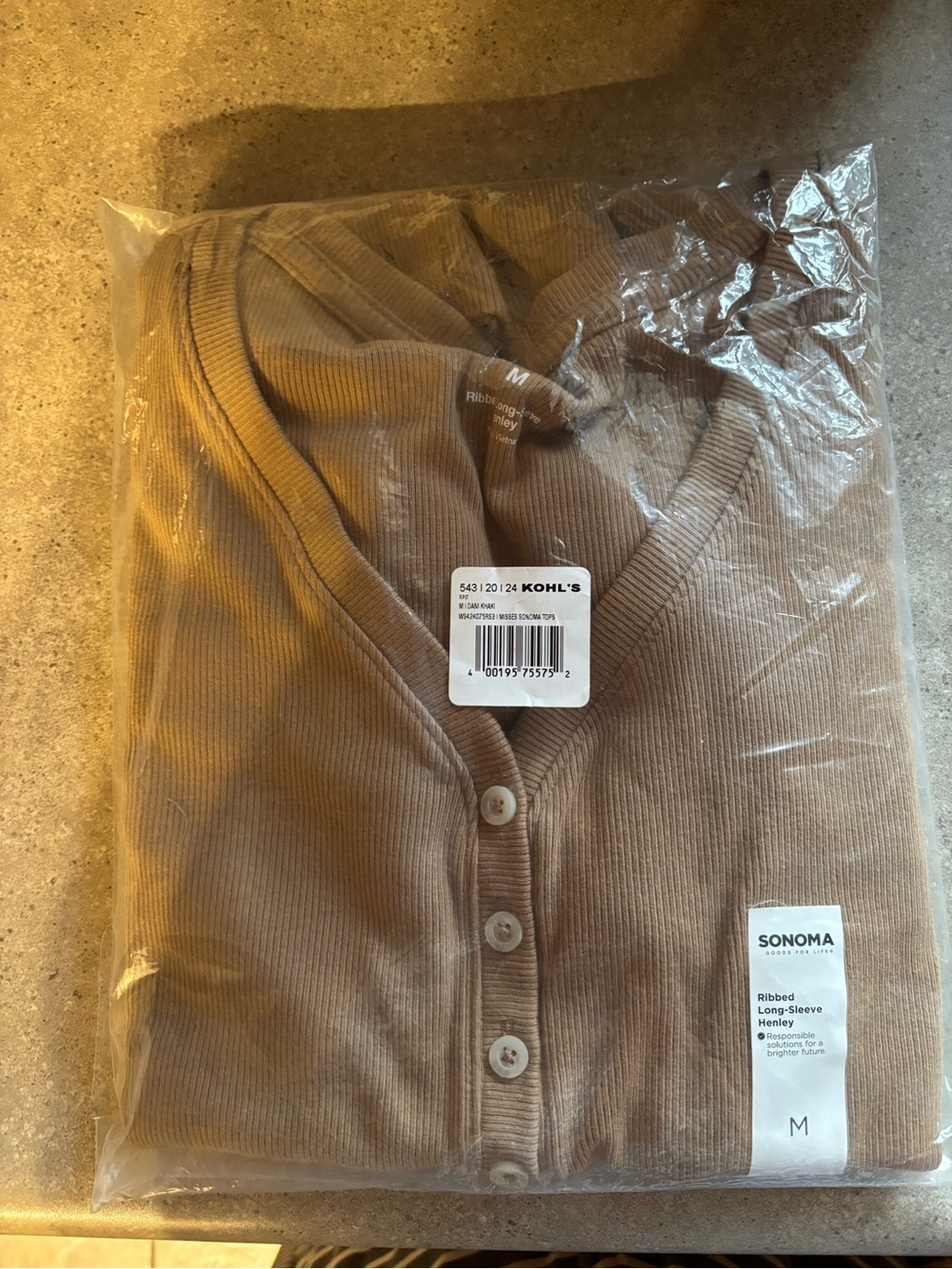 Sonoma Ribbed Button-Front shirt - Taupe Brown